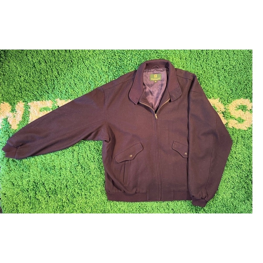 Nordstrom Bomber Jacket Mens XXL Tall Purple Excellent Wool Zip Up Harrington